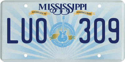MS license plate LUO309