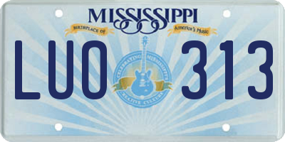 MS license plate LUO313