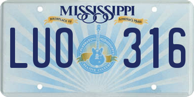 MS license plate LUO316