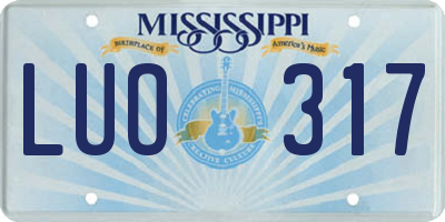 MS license plate LUO317