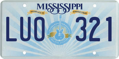 MS license plate LUO321