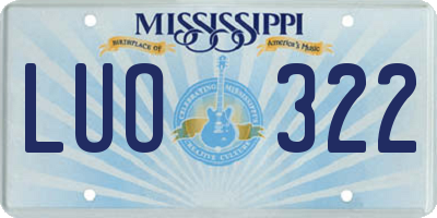 MS license plate LUO322