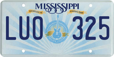 MS license plate LUO325