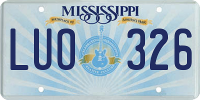 MS license plate LUO326