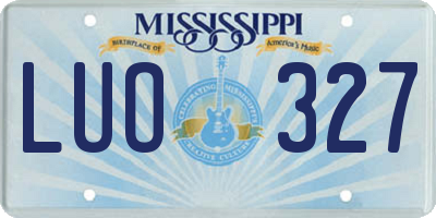MS license plate LUO327