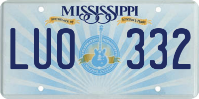 MS license plate LUO332