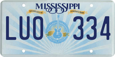 MS license plate LUO334