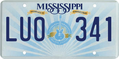 MS license plate LUO341