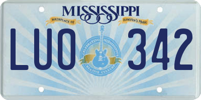 MS license plate LUO342