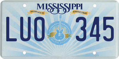 MS license plate LUO345