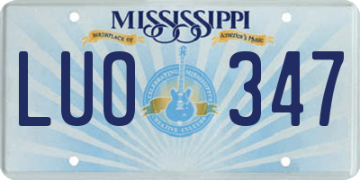 MS license plate LUO347
