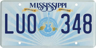MS license plate LUO348