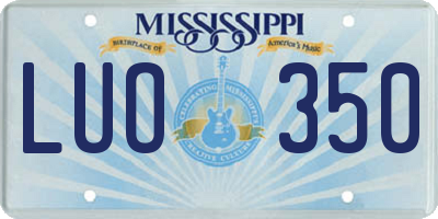 MS license plate LUO350