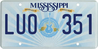 MS license plate LUO351