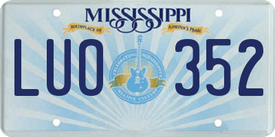 MS license plate LUO352