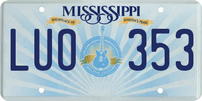 MS license plate LUO353
