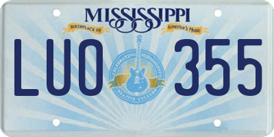 MS license plate LUO355