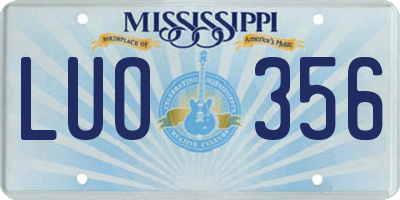 MS license plate LUO356