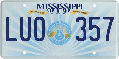 MS license plate LUO357