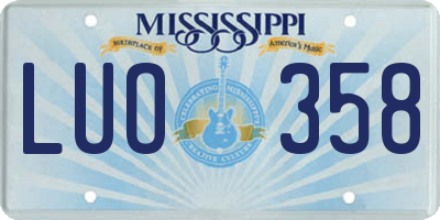 MS license plate LUO358