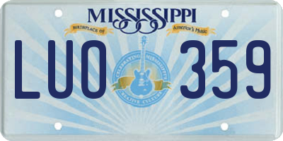 MS license plate LUO359