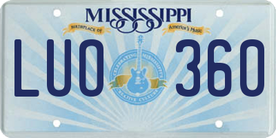MS license plate LUO360