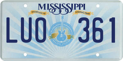 MS license plate LUO361
