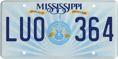 MS license plate LUO364