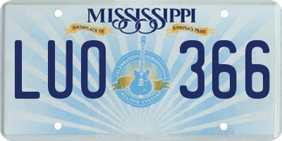 MS license plate LUO366
