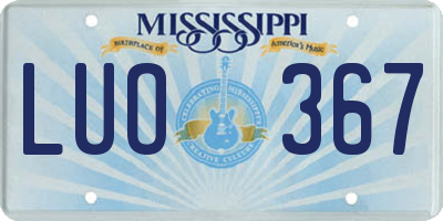 MS license plate LUO367