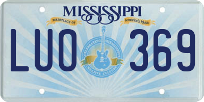 MS license plate LUO369