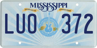 MS license plate LUO372