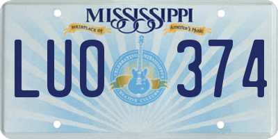 MS license plate LUO374