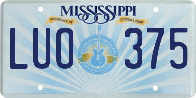 MS license plate LUO375