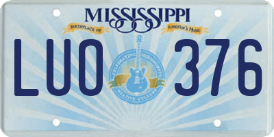 MS license plate LUO376