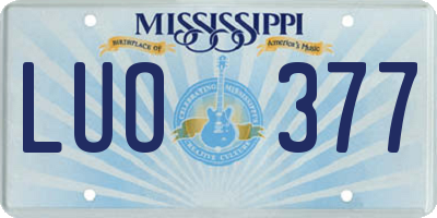 MS license plate LUO377