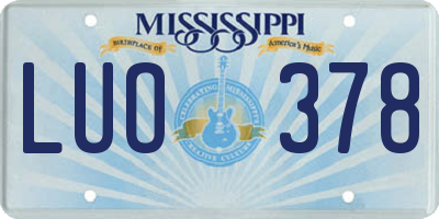 MS license plate LUO378
