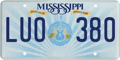 MS license plate LUO380