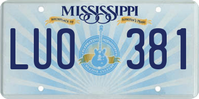 MS license plate LUO381