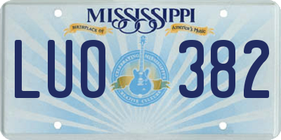 MS license plate LUO382