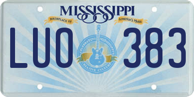 MS license plate LUO383