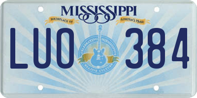 MS license plate LUO384