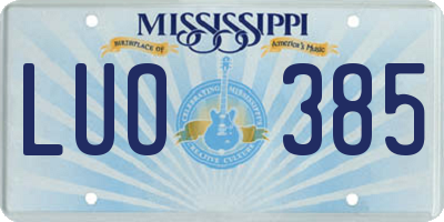 MS license plate LUO385