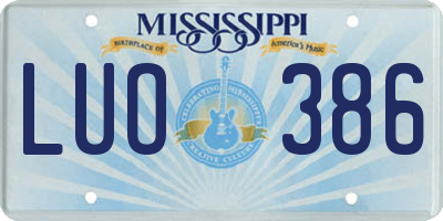 MS license plate LUO386