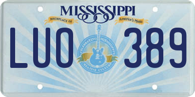 MS license plate LUO389