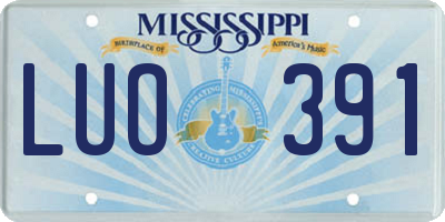 MS license plate LUO391