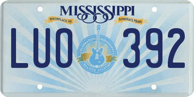 MS license plate LUO392