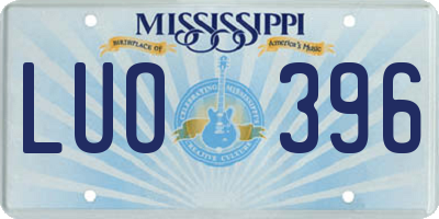 MS license plate LUO396