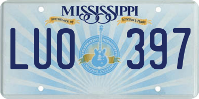 MS license plate LUO397