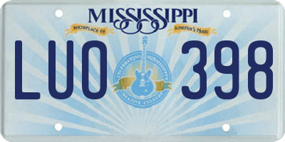 MS license plate LUO398